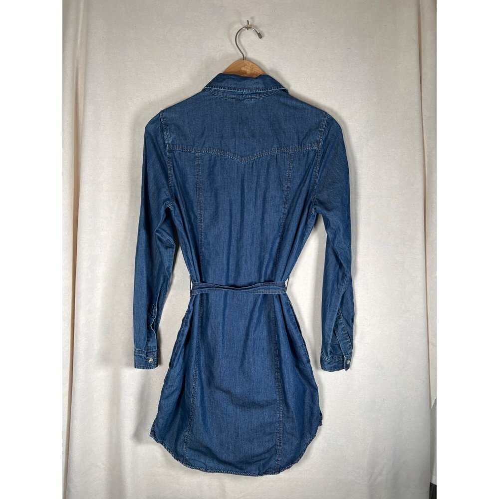 French Connection Womens Size 2 XXS Cotton Lyocell Denim Shirt Dress L/S Pockets - Picture 9 of 12